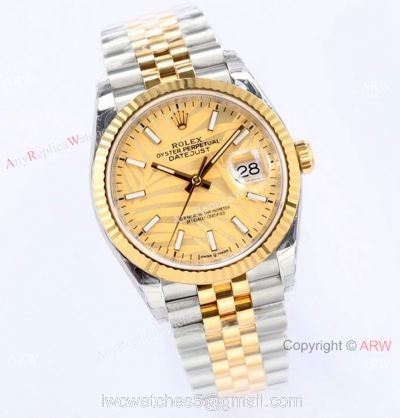 (EW)2021 New Rolex Datejust 36 Gold Palm Face Jubilee Strap Watch Swiss 3235 Movement 1