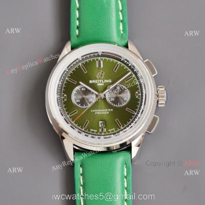 Copy Breitling Premier B01 Green Dial Leather Strap 42MM Men Watch 1