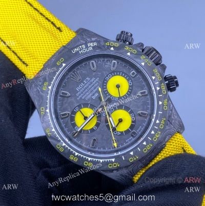 Super Clone Rolex Diw Daytona Watch Noob Swiss 4130 Carbon Yellow Nylon Strap 40mm 1