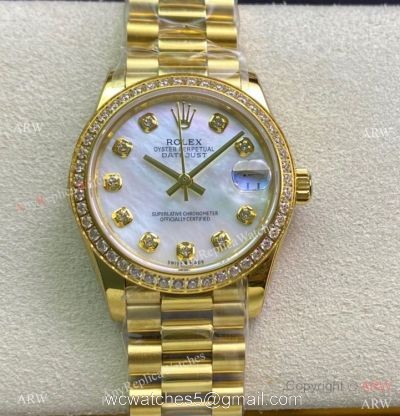 Swiss Replica Rolex Datejust 31mm Diamond watch Yellow Gold Presidential 1