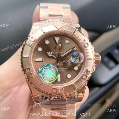 Swiss Quality Rolex Yachtmaster Citizen 8215 Watch 904l Rose Gold Chocolate Dial 1