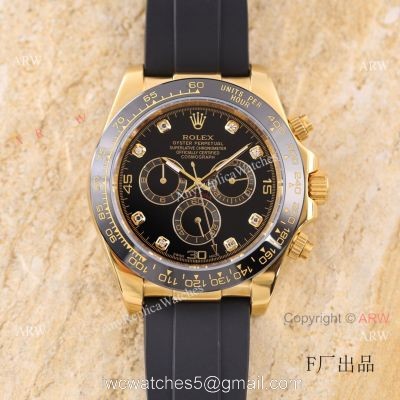 Replica V3 Rolex Daytona Black Face Gold Case Ceramic bezel Man Watch 1