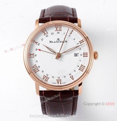 New Swiss Grade Blancpain Villeret Gmt Date 6662-1127-55 Rose Gold Watch 40mm 1