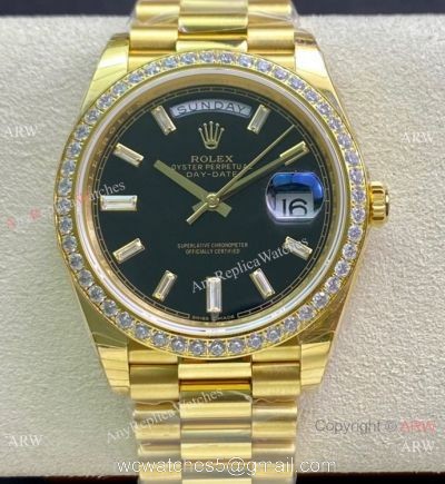 (EW)Rolex Day-Date 40mm 228238 Copy Watch Swiss 3255 Diamond Markers Gold Presidential bracelet 1