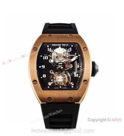 Super Clone Richard Mille RM001 Real Tourbillon Rose Gold Watch JB Factory 1