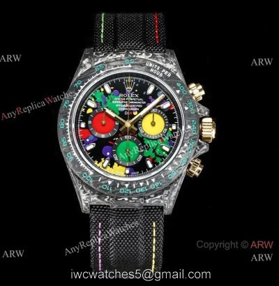 NEW! TW Factory Rolex Daytona DIW Motley Watch NTPT Carbon Black Fabric Leather Strap 1
