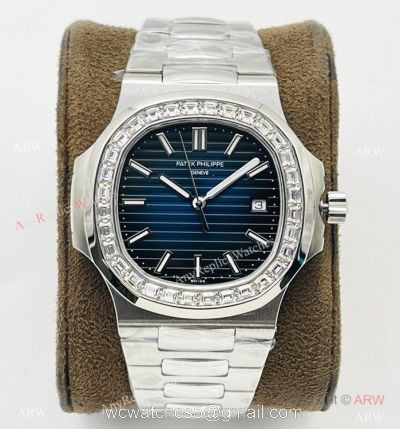 PFF Factory V4 Patek Philippe Nautilus Diamond Watch Swiss 9015 Bucherer Blue Dial 1