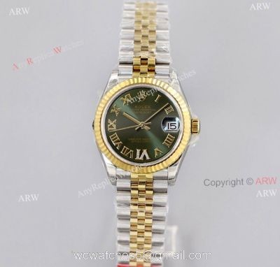 EW Factory 1:1 Two Tone Rolex Green Dial Datejust 31mm Swiss Replica Watches 1