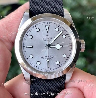 New! Swiss Grade Tudor Black Bay Cal.2824 Watch Black Nylon Strap Silver Dial 1
