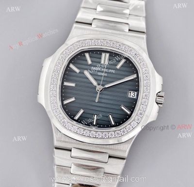 3K Factory Patek Philippe Nautilus 5713 Dark Blue Face With Diamonds Watch Replica 1