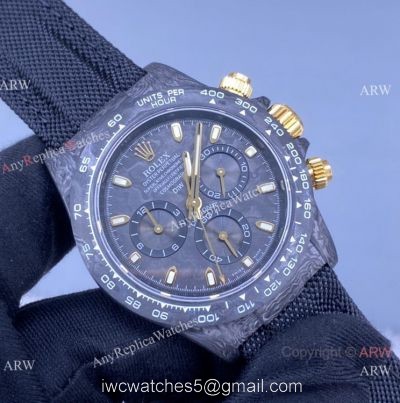 Super Clone Noob Diw Daytona Rolex Watch Swiss 4130 Black Carbon Gold Crown 1