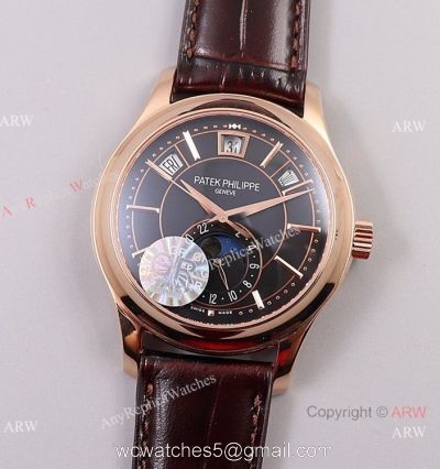 GR factory Patek Philippe Annual Calendar GR V2 Rose Gold Black Watch Super Clone 1