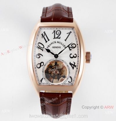 AB Factory Franck Muller Imperial Tourbillon Cintree Curvex Rose Gold White Watch Swiss Replica 1