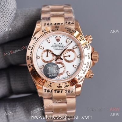 New 2021! Swiss Replica Rolex Daytona 40 Watch All Rose Gold and White Dial 1