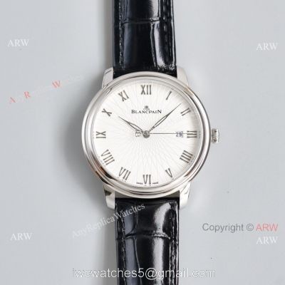 Replica Blancpain Villeret White Dial Leather Strap 40MM Watch With Roman Markers 1