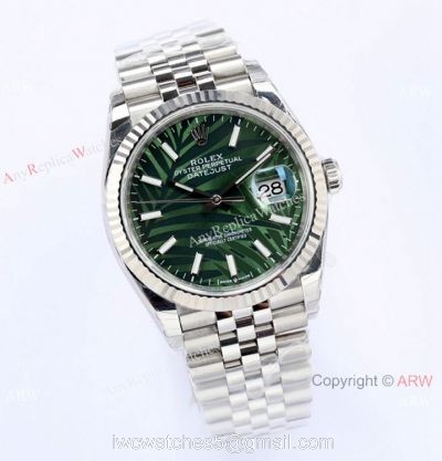 (EW)2021 New Rolex Datejust 36 Stainless Steel Green Palm Dial Watch Swiss 3235 1