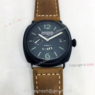 Panerai Radiomir PAM00384 8 Days Black Face Replica Watch 45mm 1