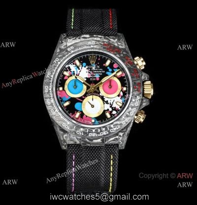 NEW! TW Factory Rolex DIW Daytona 7750 Watch NTPT Carbon Motley Dial Gold Crown 1