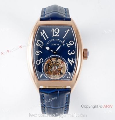 AB Factory Franck Muller Imperial Tourbillon Cintree Curvex Men Watch Rose Gold Blue Dial 1