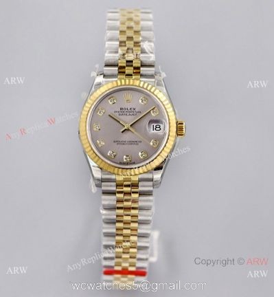 (EW)Swiss Clone Rolex Datejust 31mm Jubilee Watch 2-Tone Gray Dial with Diamonds 1