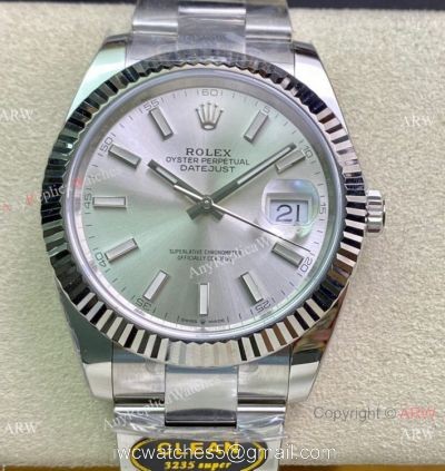 NEW Clean Factory Rolex Datejust 41 Swiss 3235 904L Silver Face Oyster Strap 1-1 best edition Clean Rolex Watch 1