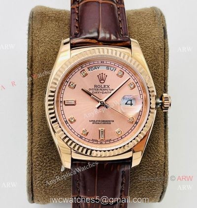 DR Factory Rolex Day date Rose Gold 36mm Copy Watch Swiss 2836 Movement 1