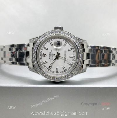 Swiss 2836 Rolex Pearlmaster Stainless Steel 34mm Replica Watch 1