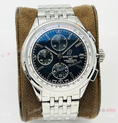 G8 Factory Breitling Premier B01 Chronograph 42 Watch A7750 Black Face 316L Steel 1