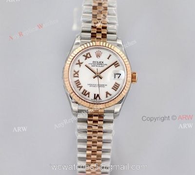 1:1 Best White Face Rolex Datejust Rose Gold Jubilee Replica Watch From EW Factory 1