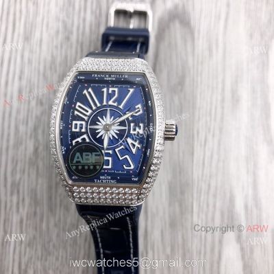 New Copy Franck Muller Vanguard Lady V32 Iced Out Blue Watch Swiss Quartz 1