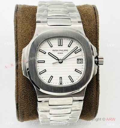 PFF Factory V4 Patek Philippe Nautilus Replica Watch Swiss 9015 Stainless Steel White Dial 1