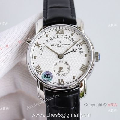 Swiss Copy Vacheron Constantin Malte Patrimony 31-Day Retrograde 47245 watch White Dial Leather Strap 1