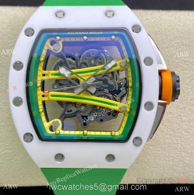 Super Clone Richard Mille Rm 59-01 Yohan Blake Tourbillon Watch White CeramicGreen Rubber Strap 1