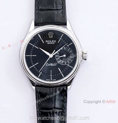 (EW) Swiss Grade Rolex Cellini Date 39mm Watch Ss Black Dial Men Size 1