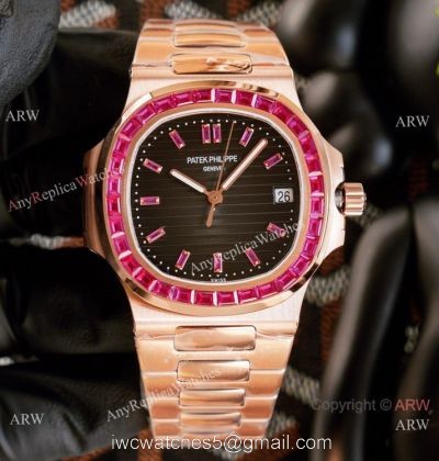 New! Swiss Copy Patek Philippe Nautilus Limited New 5711 Watch Cal.324 Pink Diamond Black Texture Dial 1