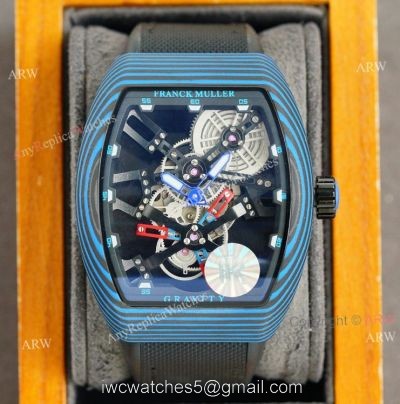 High Quality Replica Franck Muller Skeleton Carbon Watch Automatic Black Rubber Band 1