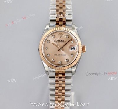 1:1 EW Factory Rolex Datejust 31 Rose Gold Dial With Diamonds Swiss Clone Watches 1