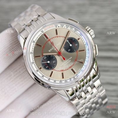 Swiss Breitling Premier BLS A7750 Silver Red Dial Stainless Steel Watch AAA Replica Breitling 1