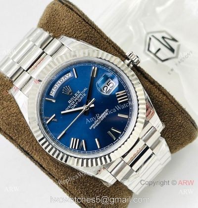 EW Factory V2 Rolex Day-Date 40mm 3255 Bright blue Dial Replica Watch with NFC card 1