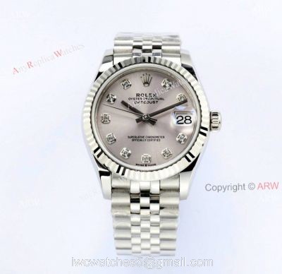 1:1 Fake EW Factory Rolex Datejust 31 Silver Face Watch With Diamond Markers 1