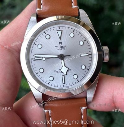 Swiss Tudor Black Bay 41 Watch Cal.2824 Silver Dial Brown Leather Strap 1