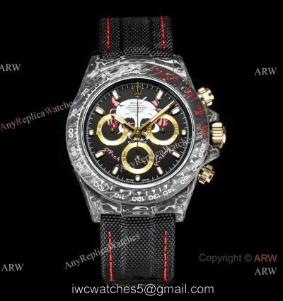 NEW! TW Super Clone Rolex DIW NTPT Carbon Daytona Watch 7750 Chronograph Gold Subdials 1