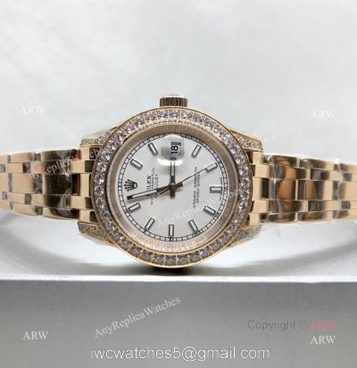Swiss 2836 Rolex Pearlmaster Rose Gold 34mm Replica Watch 1
