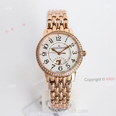 Jaeger-Lecoultre Rendez-Vous Night Day White Face with Black Arabic Markers Rose Gold Watch Replica 1