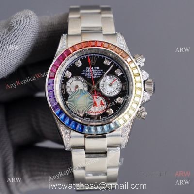 Swiss Quality Copy Rolex Daytona Rainbow Watch 40mm Stainless Steel 1