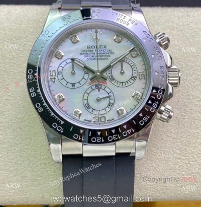 Swiss Grade Rolex Daytona A7750 Watch White MOP Dial Oysterflex Rubber 1