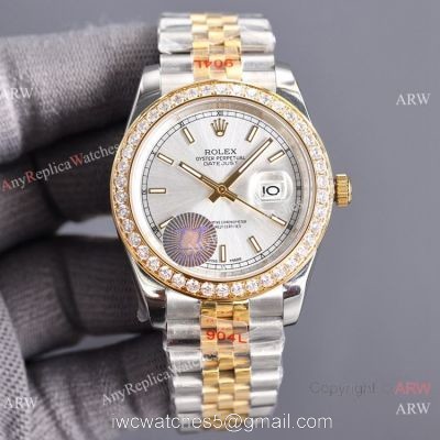 Swiss Quality Copy Rolex Datejust II 8215 Watch 904L Two Tone Diamonds Bezel 1