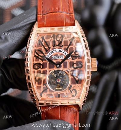 Copy Franck Muller Cintree Curvex Flying Tourbillon watch brown Leahter Strap 1