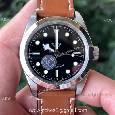 Swiss Tudor Black Bay 41mm Cal.2824 Watch Black Dial Brown Leather Strap 1