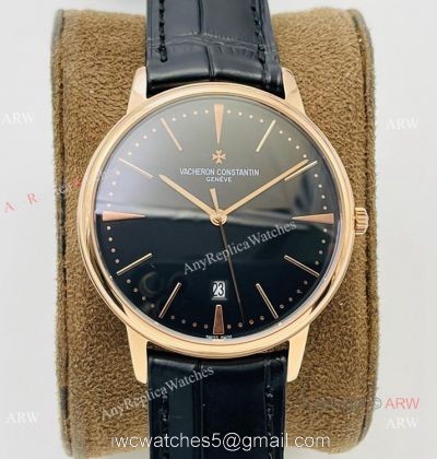 2021 New! MK Factory V4 Vacheron Constantin Patrimony Replica Watch Rose Gold Black Dial 40mm 1